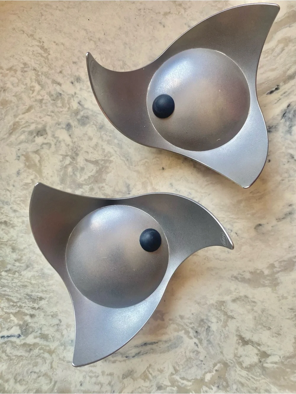 vintage modernist stainless steel salt and pepper shakers by Bruce MacDonald